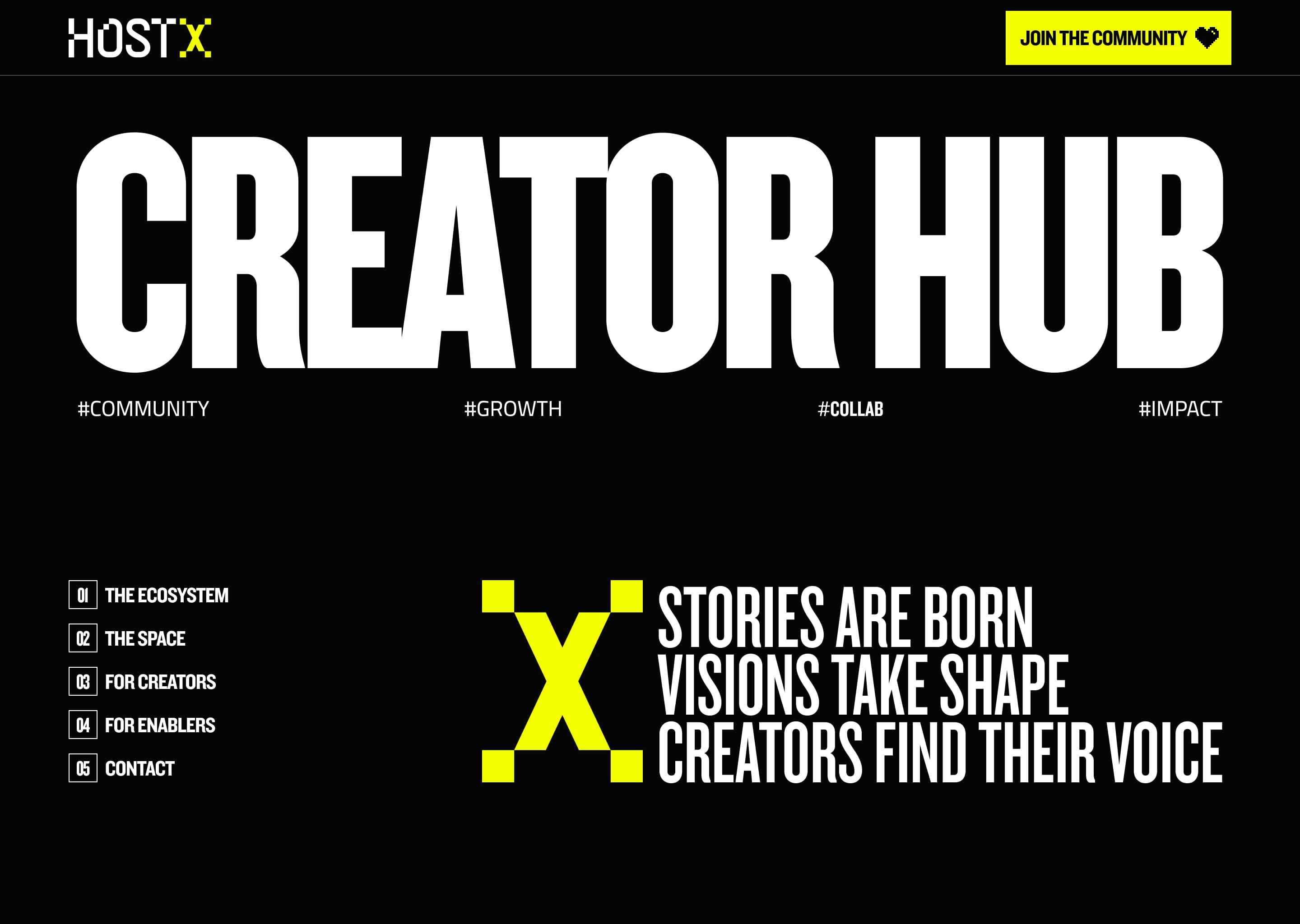 HostX homepage: Creator Hub